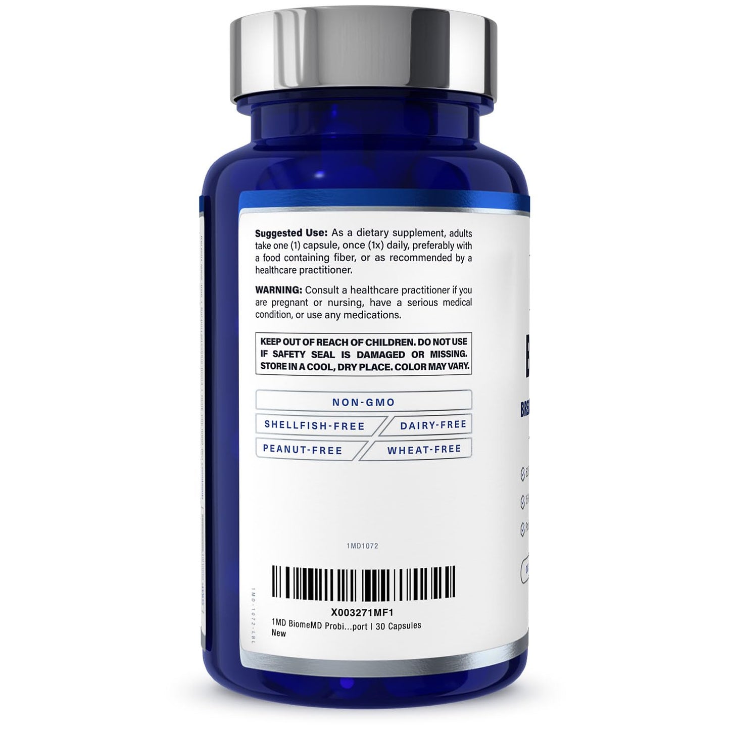 BiomeMD Probiotics by 1MD Nutrition — 62B CFUs, 15 Strains + Prebiotics | Digestive & Immune Support | 60 Capsules