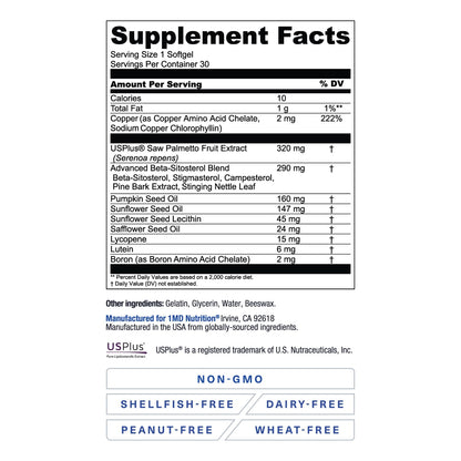 1MD ProstateMD Saw Palmetto Prostate Support: Urinary Health & Prostate Wellness, 60 Softgels (2-Pack)