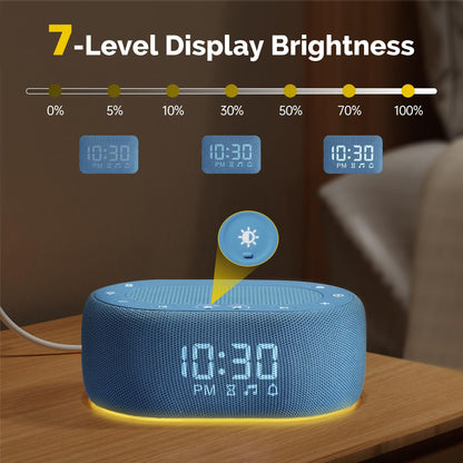 1Mii White Noise Sleep Machine with 18 Sounds, 7-Color Night Light, App Control, Alarm Clock, Timer, 16 Volume Levels – Blue