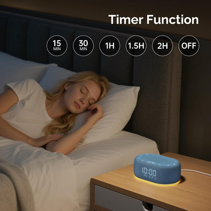 1Mii White Noise Sleep Machine with 18 Sounds, 7-Color Night Light, App Control, Alarm Clock, Timer, 16 Volume Levels – Blue