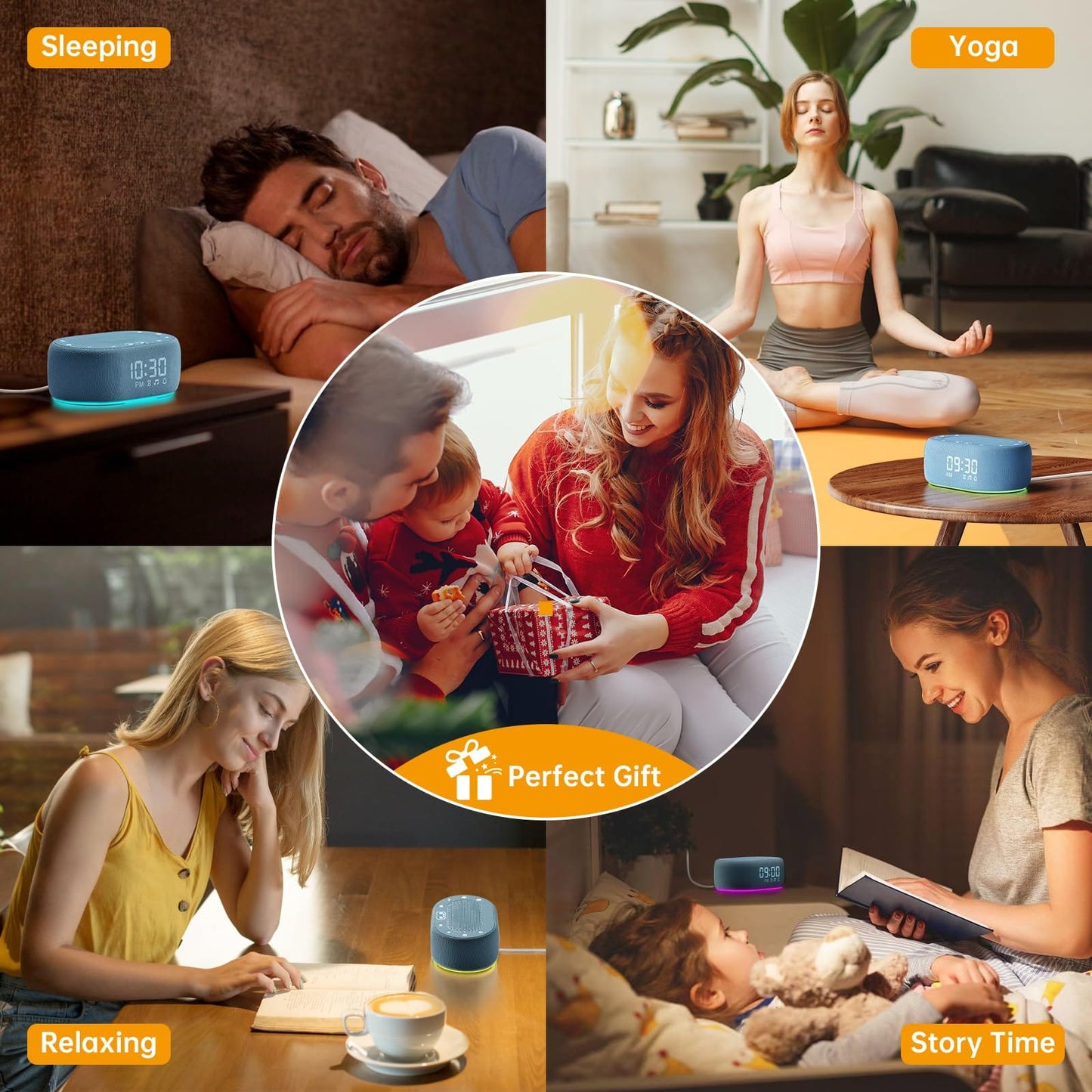 1Mii White Noise Sleep Machine with 18 Sounds, 7-Color Night Light, App Control, Alarm Clock, Timer, 16 Volume Levels – Blue