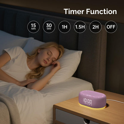 1Mii Purple White Noise Sleep Machine – 18 Sounds, Night Light, App Control, Alarm & Timer