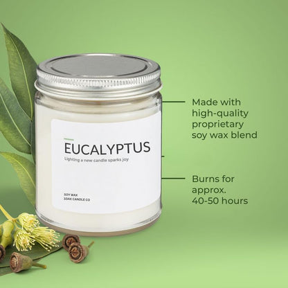 1OAK Eucalyptus Soy Candle – 7oz, Long-Burning, Hand-Poured