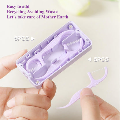 Twin Line Dental Floss Picks Dispenser – 2 Boxes, Lime Flavor, Portable Case