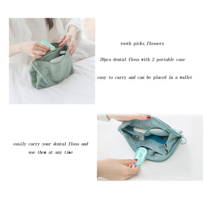 High Toughness Dental Floss Picks 40 Pcs with 4 Storage Cases – Travel, Family, Hotel Use