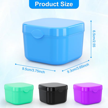 2 Pack Denture Bath Case with Strainer Basket | Retainer & Aligners Case