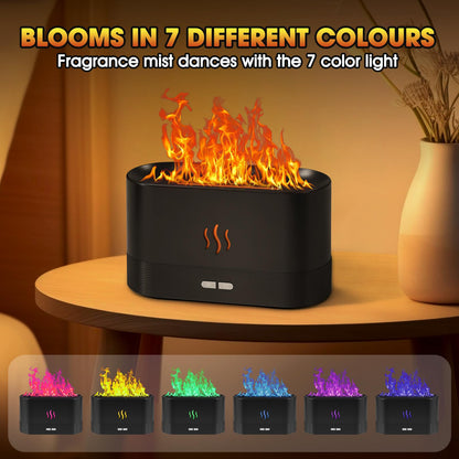2 Pack Essential Oil Diffuser - 7 Color Flame, Auto-Off, 180mL, Black