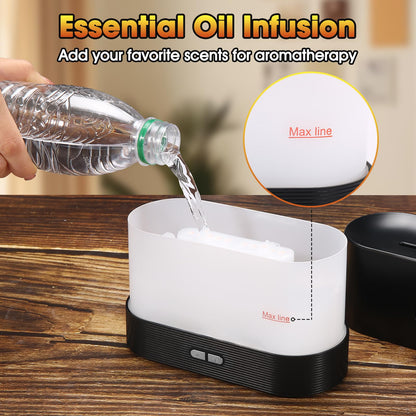 2 Pack Essential Oil Diffuser - 7 Color Flame, Auto-Off, 180mL, Black