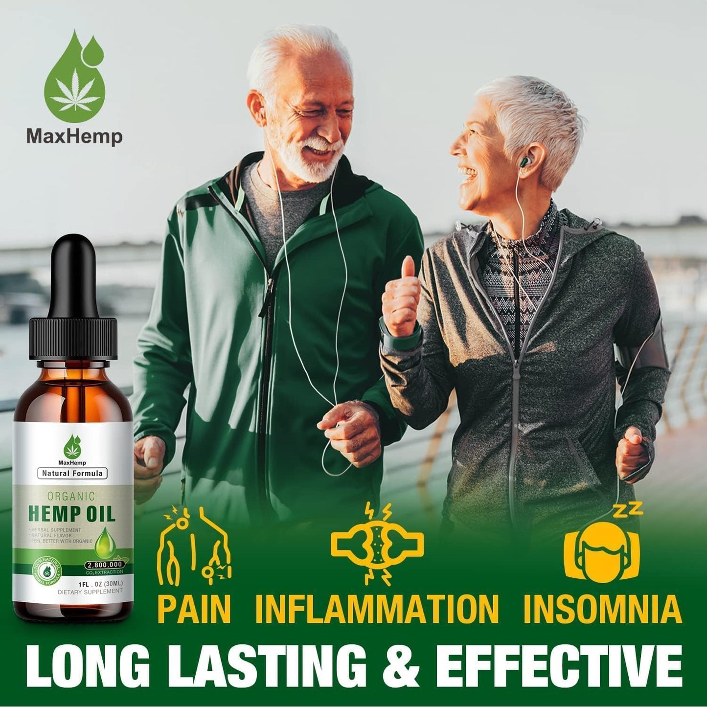 2 Pack Organic Hemp Oil Premium – Maximum Strength 2,800,000 | Pain Relief, Skin & Anxiety