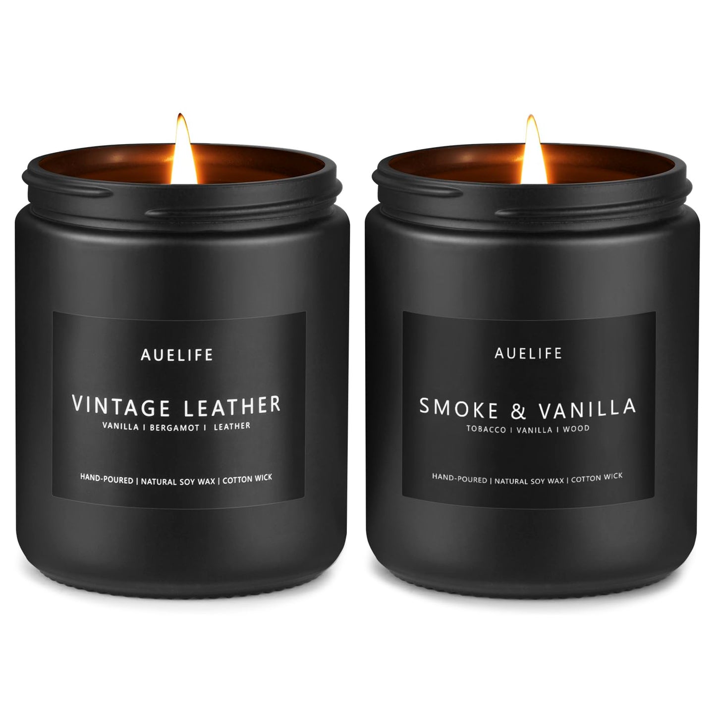 2 Pack Men Candles – Smoke & Vanilla, Vintage Leather | Soy Candles for Men