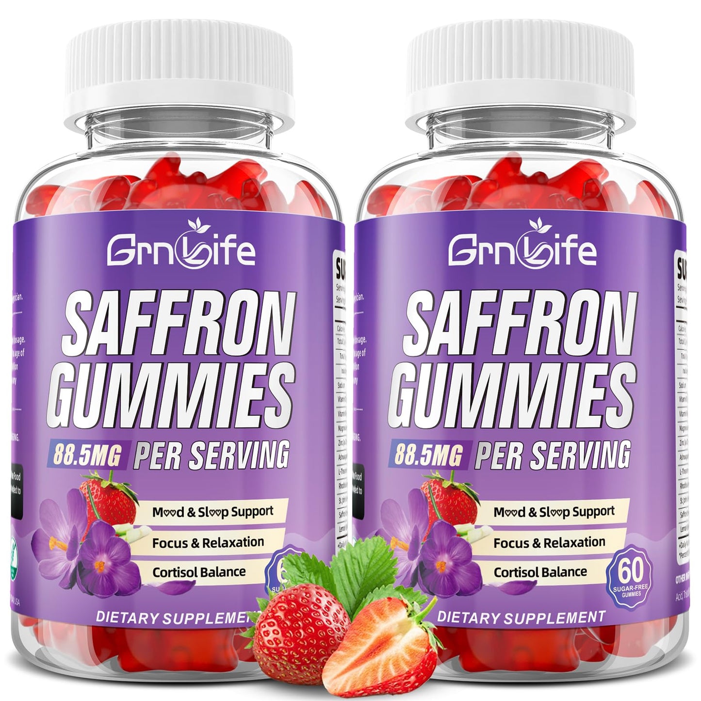2 Pack Saffron Gummies for Kids & Adults – 10-in-1 Cortisol Support with 88.5mg Saffron, Vitamin D3, B6, Magnesium, Zinc, Ashwagandha, L-Theanine, St. John's Wort – 120 Count
