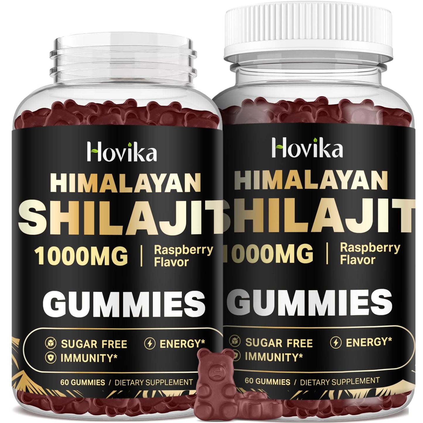 2 Pack Shilajit Gummies 1000mg – 85+ Minerals, Sugar Free Raspberry