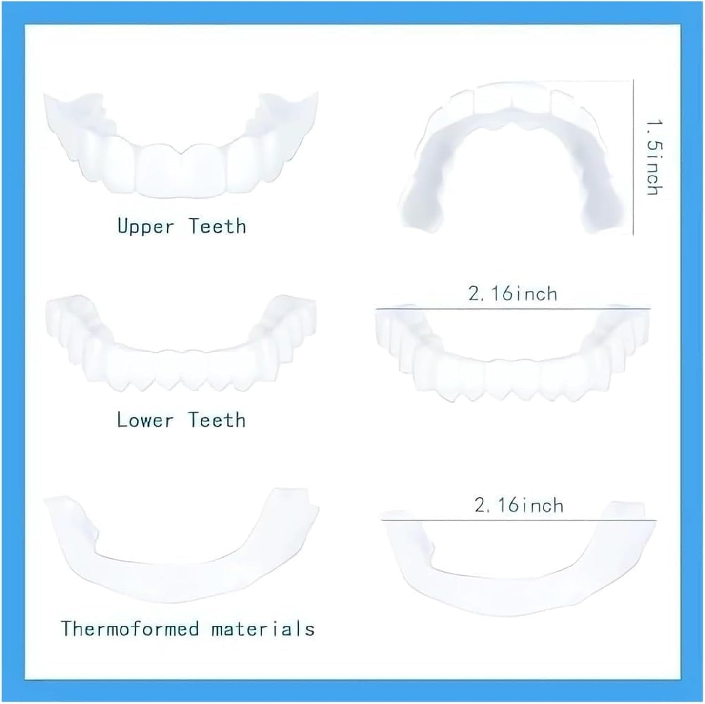 2 Pairs Universal Temporary Smile Solution - Adjustable Top/Bottom for All-Day Comfort