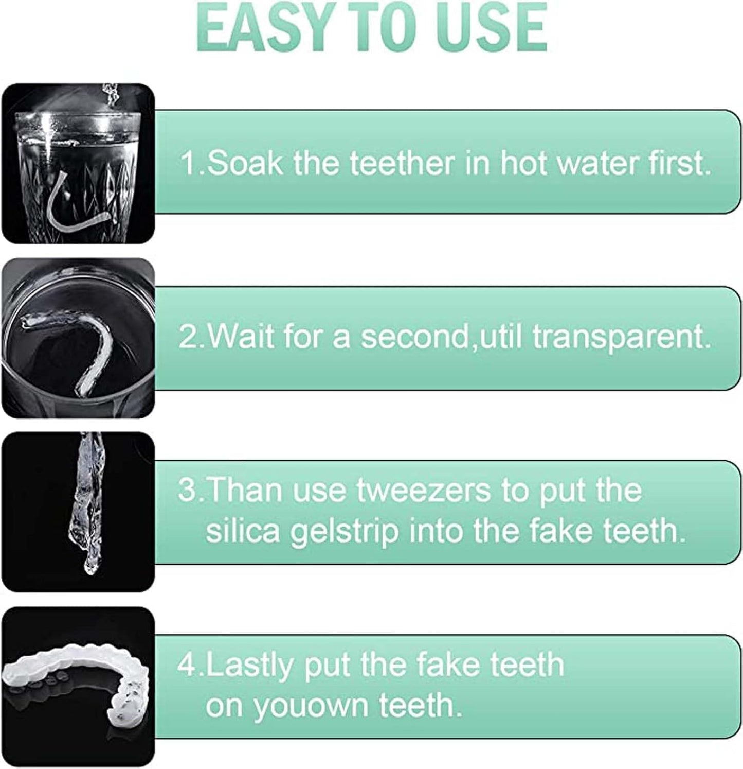 2 Pairs Universal Temporary Smile Solution - Adjustable Top/Bottom for All-Day Comfort