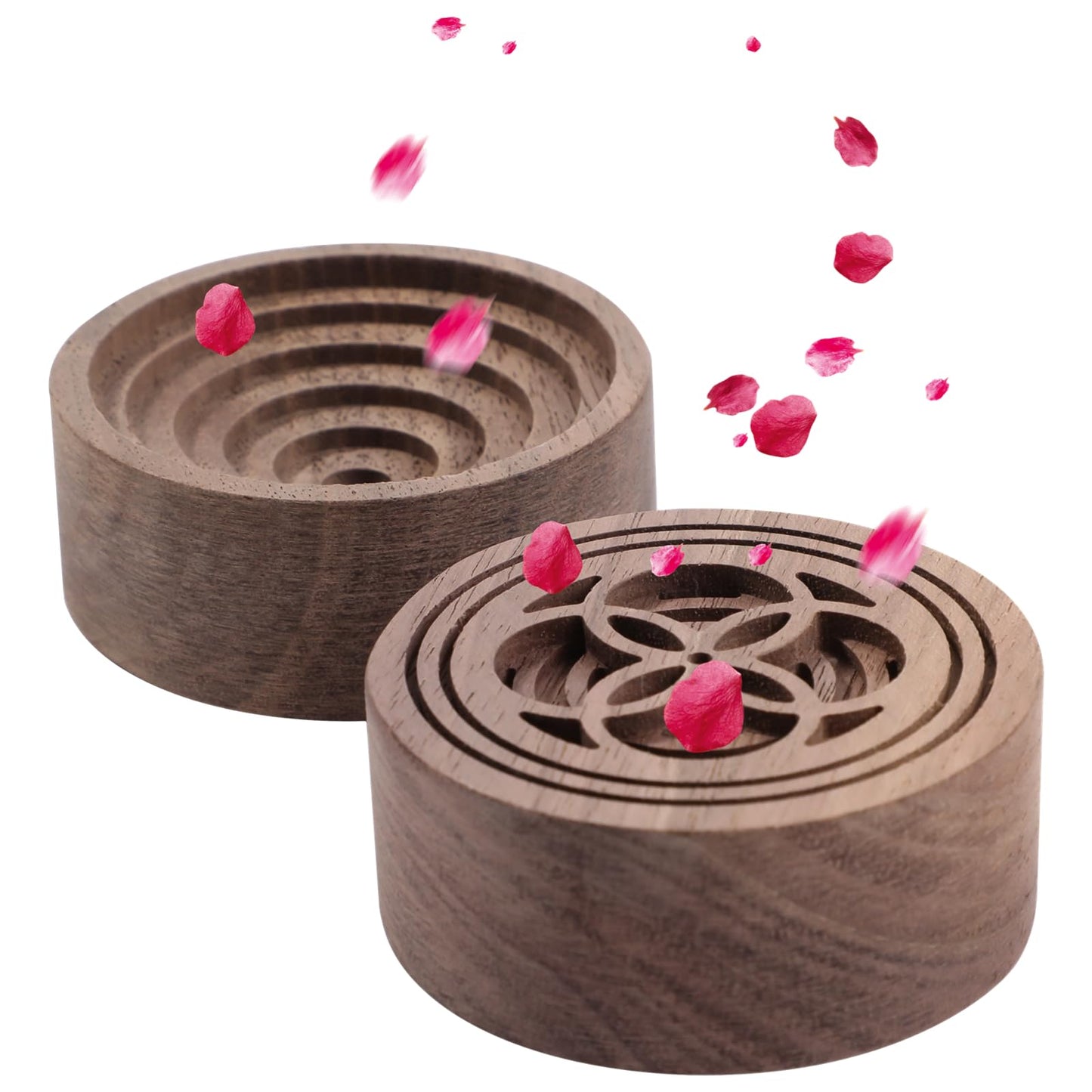 2 Pcs Walnut Wood Essential Oil Diffuser – Round Aromatherapy Diffuser