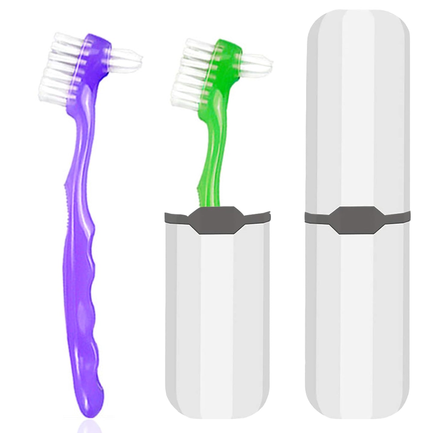 2-Piece Denture Cleaning Brush Set | Multi-Layered Bristles, Ergonomic Handle