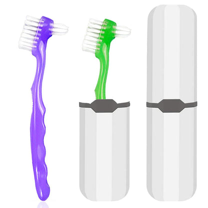 2-Piece Denture Cleaning Brush Set | Multi-Layered Bristles, Ergonomic Handle