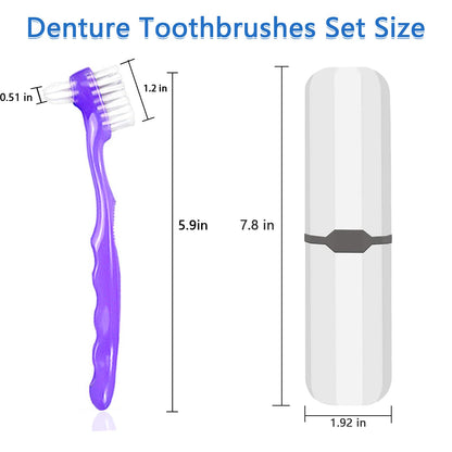 2-Piece Denture Cleaning Brush Set | Multi-Layered Bristles, Ergonomic Handle