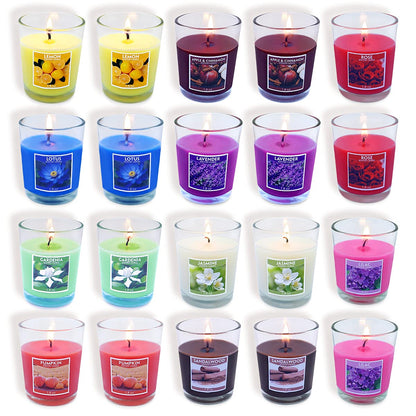 20 Pack Scented Aromatherapy Candles – 10 Fragrances Soy Votive Gift Set