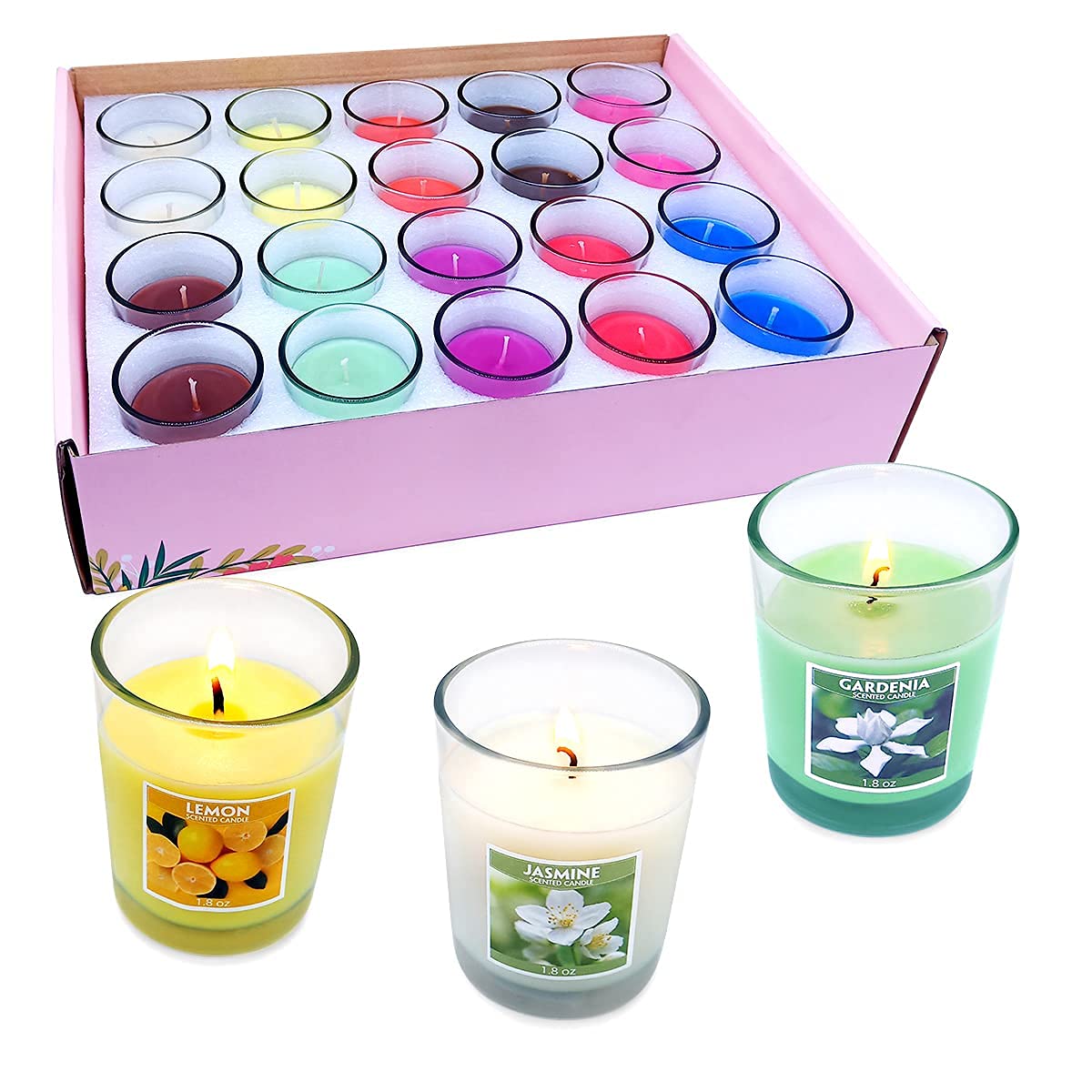 20 Pack Scented Aromatherapy Candles – 10 Fragrances Soy Votive Gift Set