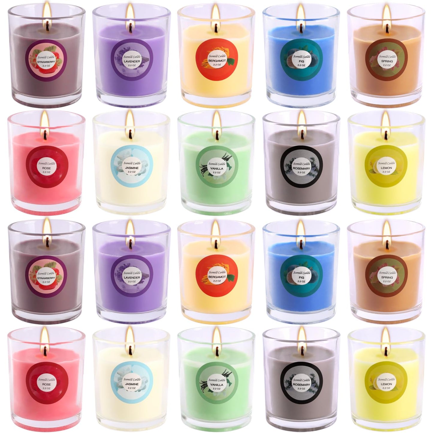 20 Pack Scented Candles Gift Set – 10 Fragrances, Aromatherapy Soy Wax Glass Jar Candle