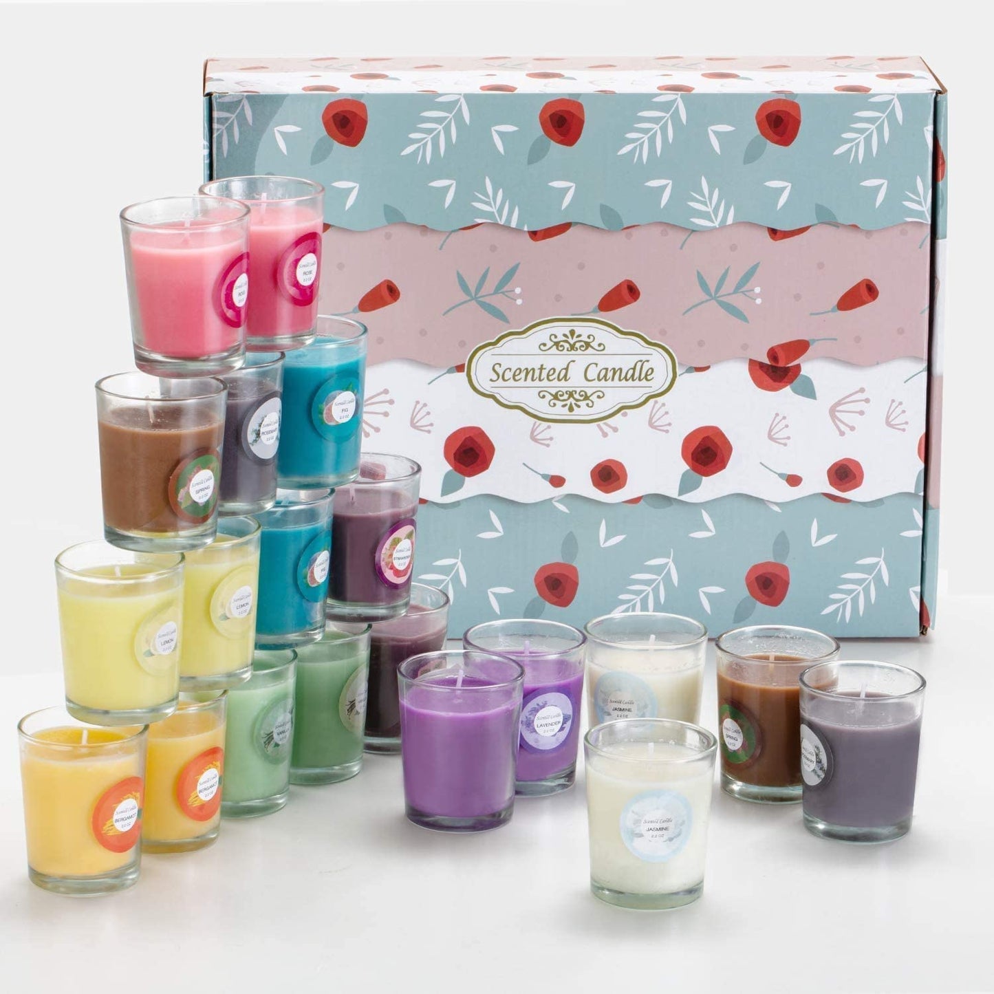 20 Pack Scented Candles Gift Set – 10 Fragrances, Aromatherapy Soy Wax Glass Jar Candle