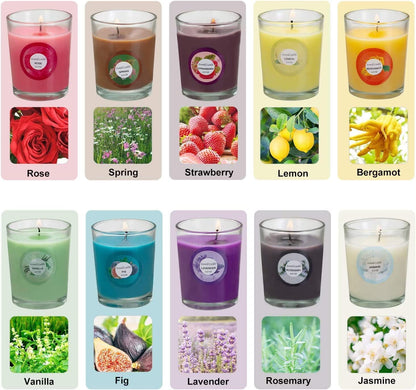 20 Pack Scented Candles Gift Set – 10 Fragrances, Aromatherapy Soy Wax Glass Jar Candle