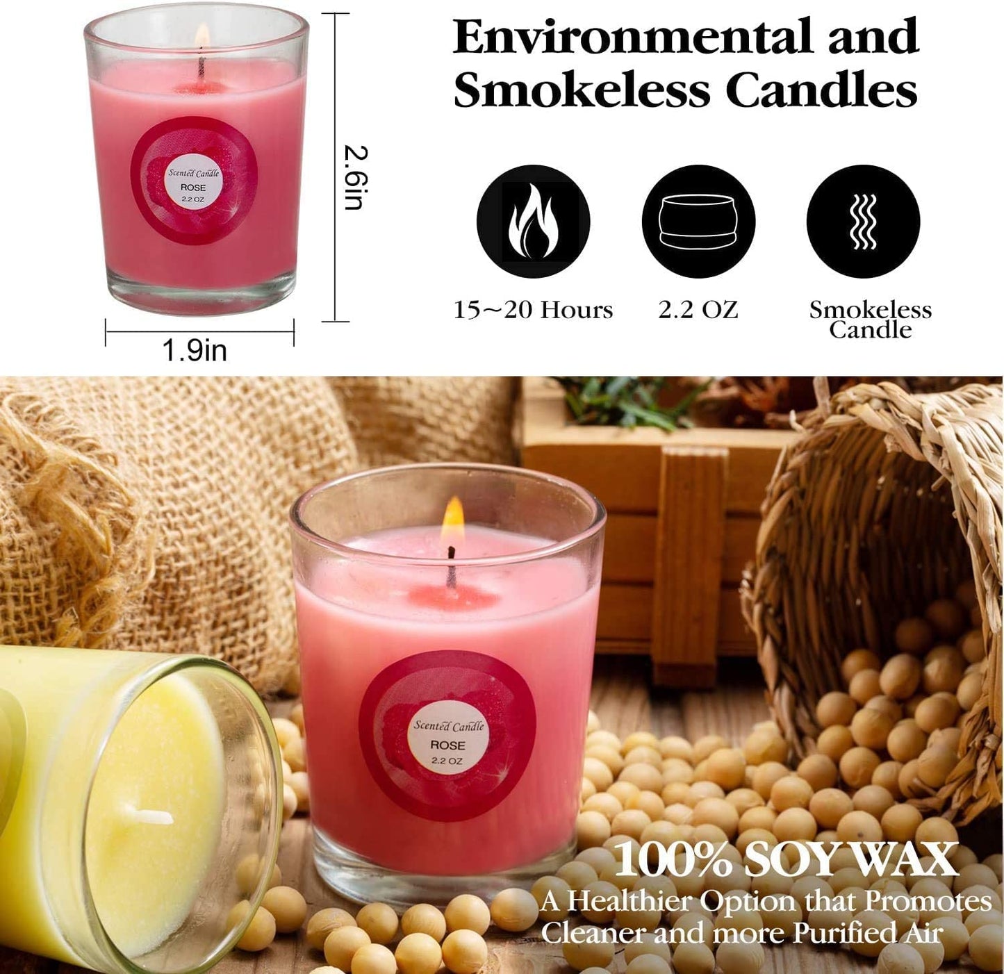 20 Pack Scented Candles Gift Set – 10 Fragrances, Aromatherapy Soy Wax Glass Jar Candle