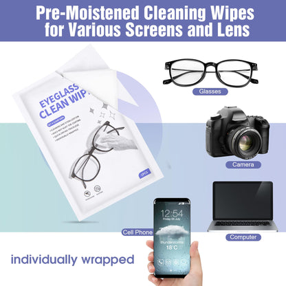 200 Pack Large Glasses Cleaner Wipes – Eyeglasses & Screens (4.72 x 5.91 in)
