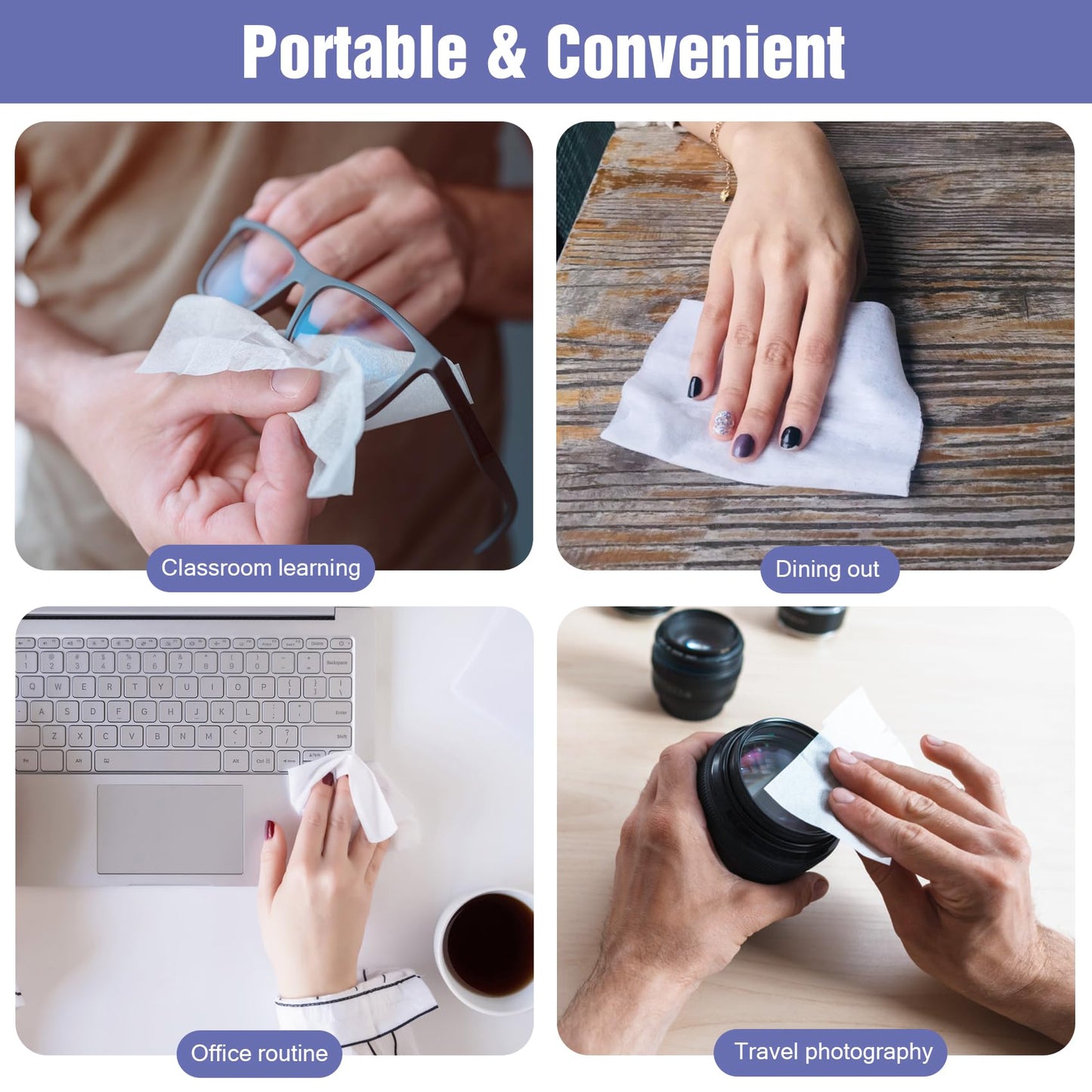 200 Pack Large Glasses Cleaner Wipes – Eyeglasses & Screens (4.72 x 5.91 in)