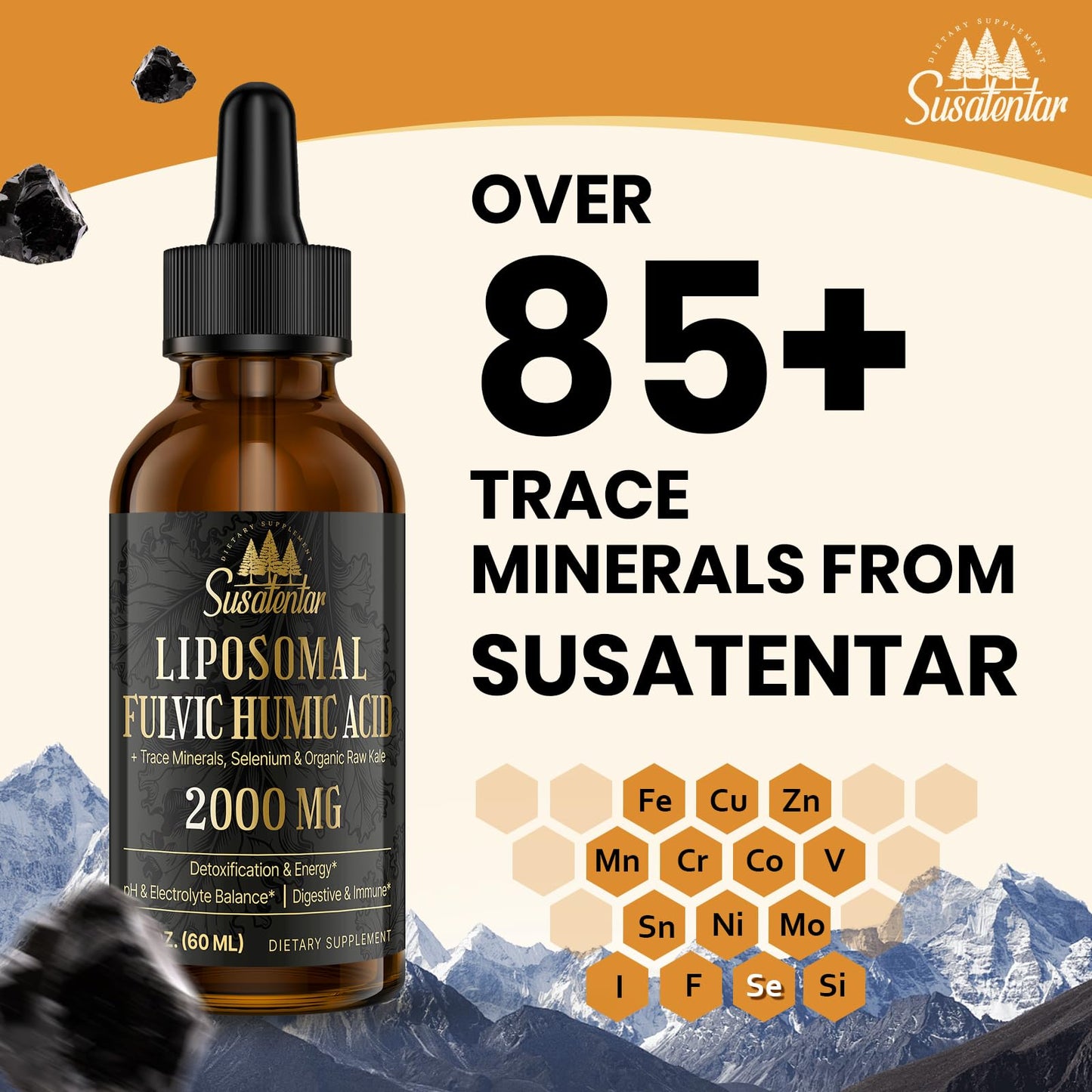 2000 mg Liposomal Fulvic & Humic Acid Complex | Electrolytes, Kale (4 oz)