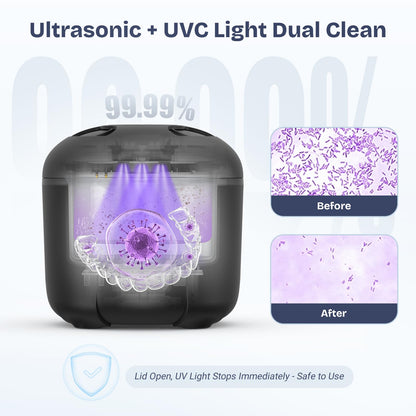 2025 Ultrasonic Retainer Cleaner – 45kHz, 25W with Drying (Black)