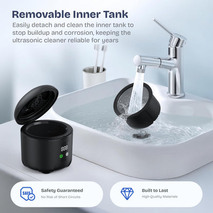 2025 Ultrasonic Retainer Cleaner – 45kHz, 25W with Drying (Black)