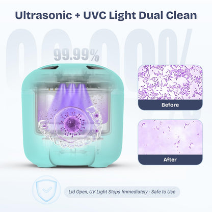 2025 Ultrasonic Retainer Cleaner 45kHz 25W – Portable with Drying (Blue)