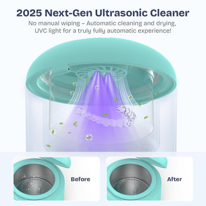 2025 Ultrasonic Retainer Cleaner 45kHz 25W – Portable with Drying (Blue)