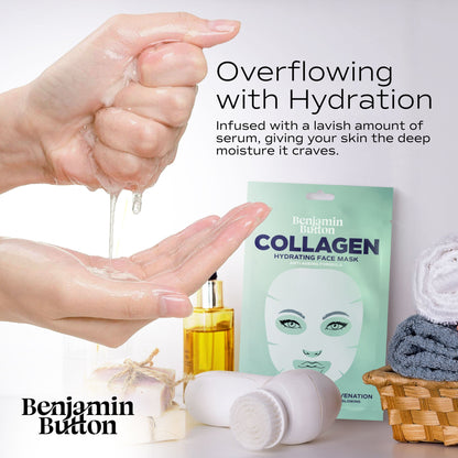 Collagen Hydrating Face Mask - Marine Collagen Sheet Mask - 5 Pack