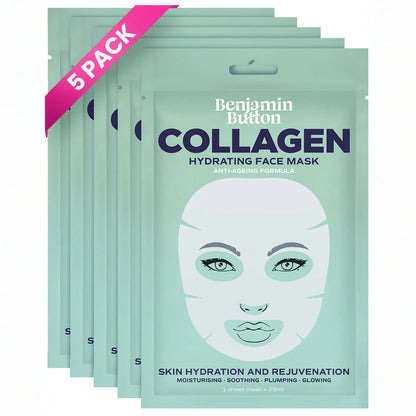 Collagen Hydrating Face Mask - Marine Collagen Sheet Mask - 5 Pack