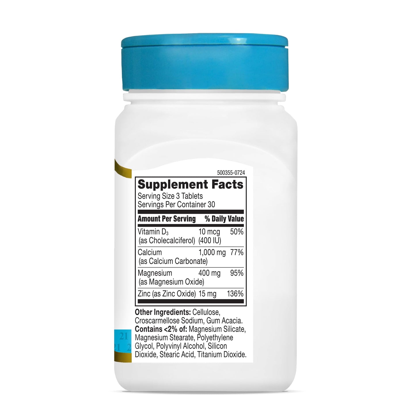21st Century Cal Mag Zinc +D Tablets, 90 Count | Bone Health Support