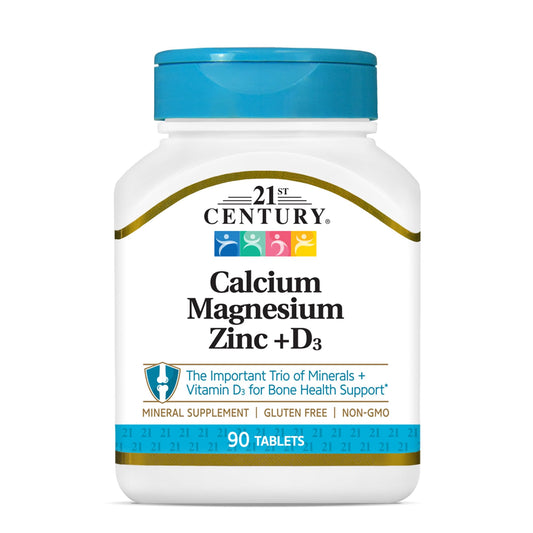 21st Century Cal Mag Zinc +D Tablets, 90 Count | Bone Health Support BritishVita | Premium UK Vitamins & Wellness Supplements