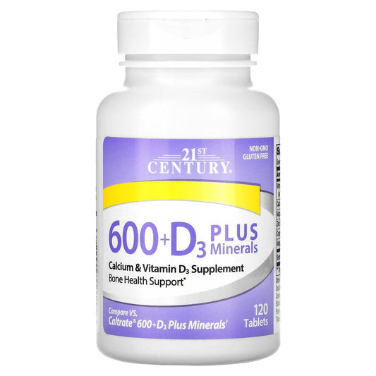 21st Century Calcium 600+D Plus Minerals Caplets – 120 Count (27498) BritishVita | Premium UK Vitamins & Wellness Supplements