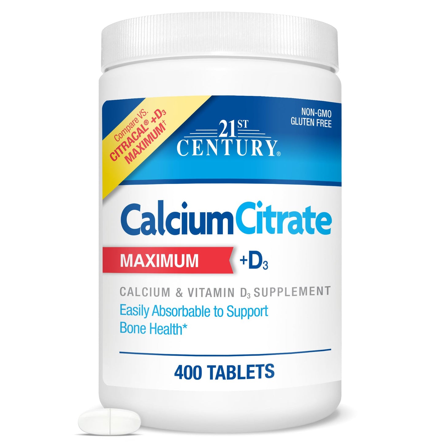 21st Century Vitamins Calcium Citrate Plus D3 Maximum Tablets – 400 Count