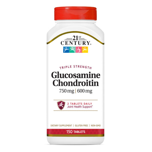 21st Century Glucosamine Chondroitin 750/600mg – Triple Strength Tablets (150 Count) BritishVita | Premium UK Vitamins & Wellness Supplements
