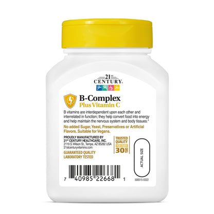 21st Century B Complex Plus Vitamin C Tablets - 100 Count (Pack of 1)