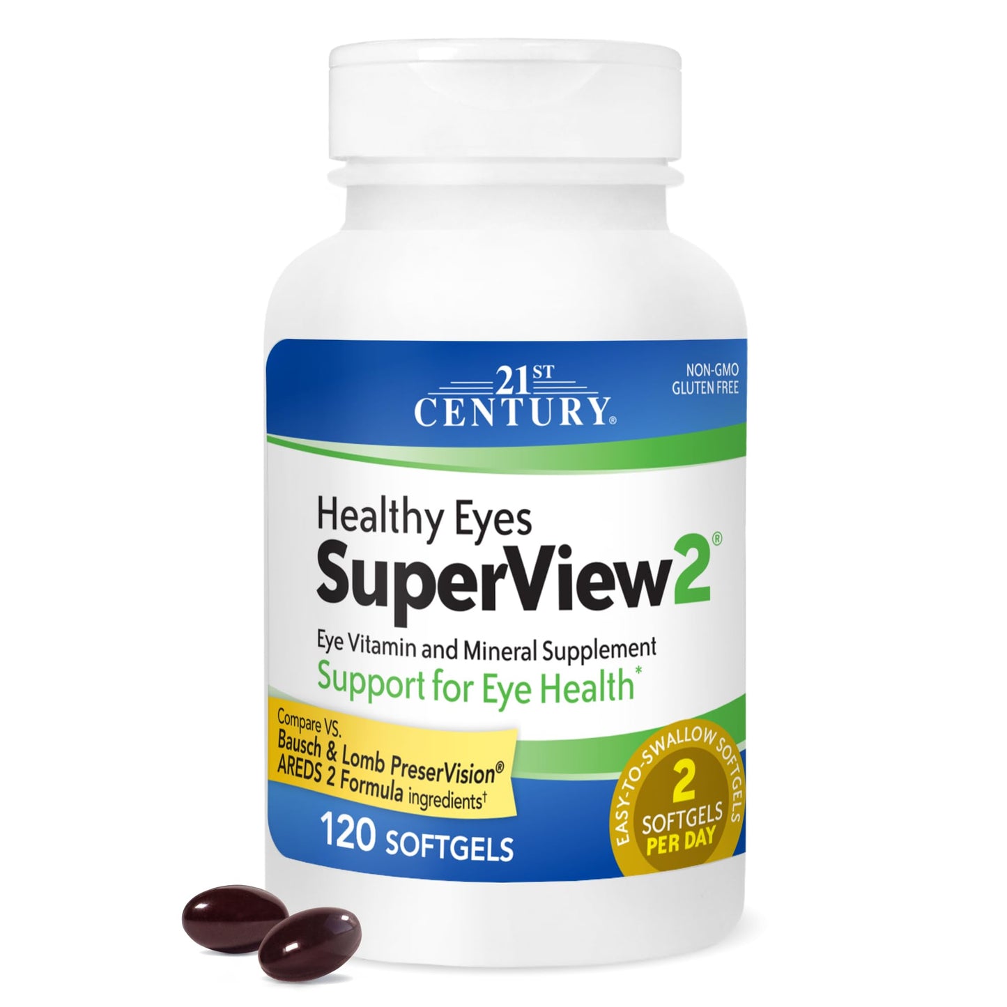 21st Century Healthy Eyes SuperView 2 Softgels - 120 Count | Eye Vitamin & Mineral Support
