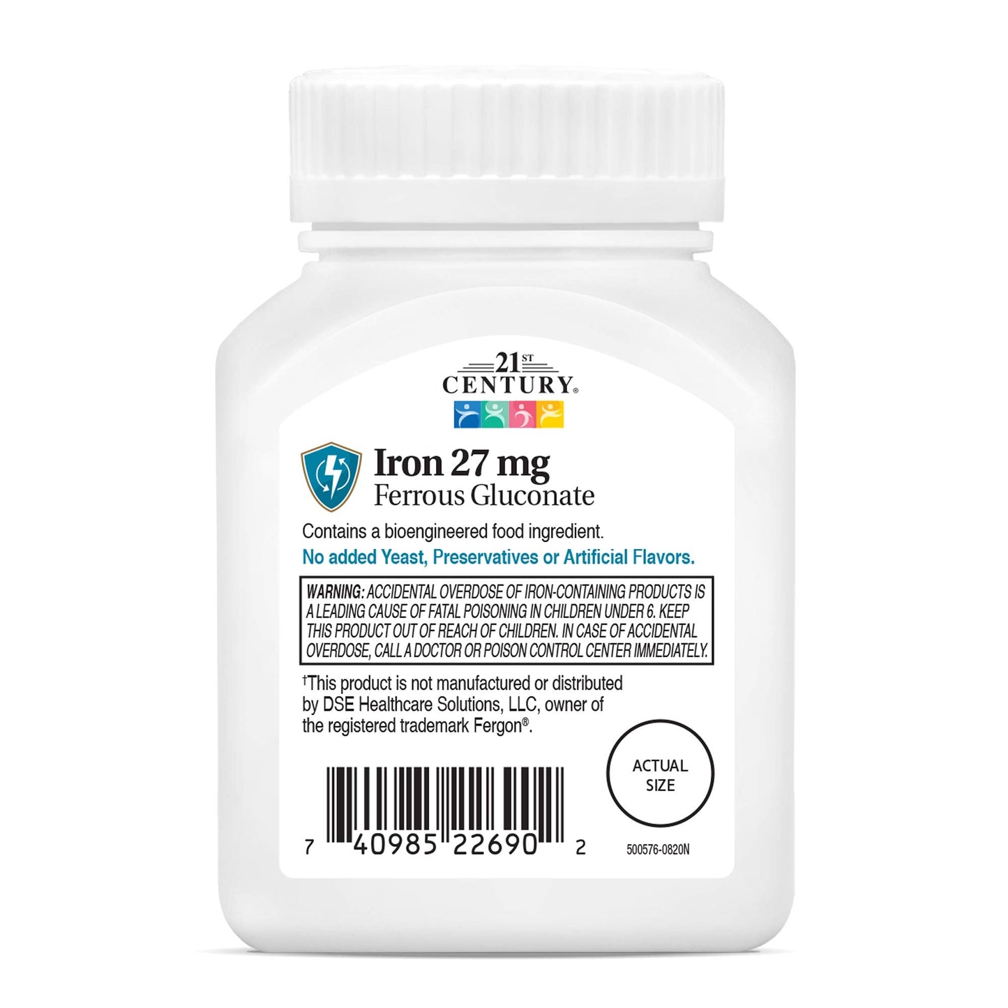 21st Century Iron 27 mg Ferrous Gluconate Tablets – 110 Count | Gluten Free