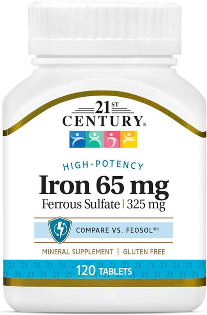 21st Century Iron Ferrous Sulfate 65 mg (325 mg) Tablets – 120 Count