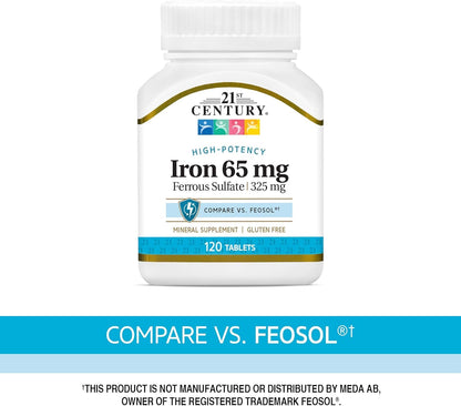 21st Century Iron Ferrous Sulfate 65 mg (325 mg) Tablets – 120 Count
