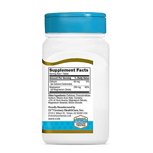 21st Century Magnesium 250 mg Tablets – 110 Count | Bone & Muscle Support