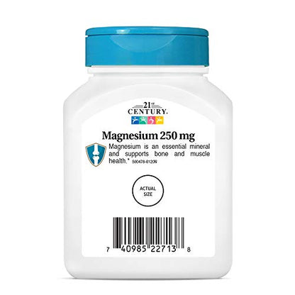 21st Century Magnesium 250 mg Tablets – 110 Count | Bone & Muscle Support