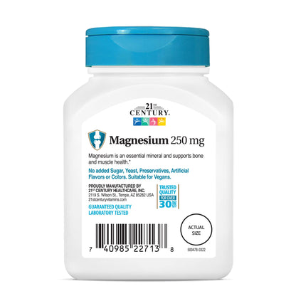 21st Century Magnesium 250 mg Tablets – 110 Count | Bone & Muscle Support